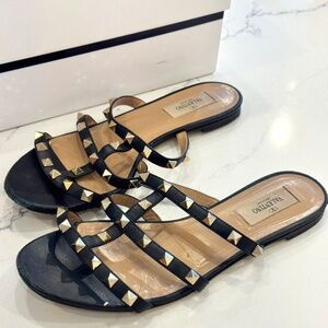 Valentino Caged Rock Stud Slide Sandals (Size 38)